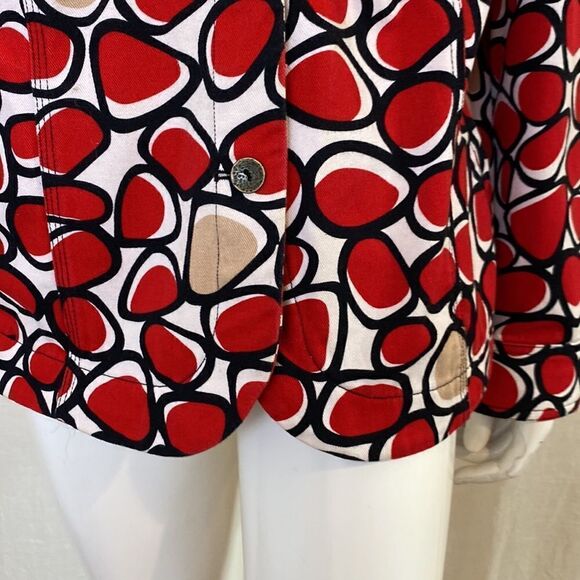 Ruby Road Denim Jacket Red, Black, White and Tan Print Size 18W - Picture 6 of 10